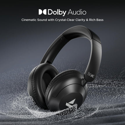Boat New Launch Rockerz 650 Pro, Touch/Swipe Controls, Dolby Audio, 80Hrs Battery, 2Mics ENx, Fast Charge, App Support, Dual Pair, Bluetooth Over Ear Headphones with Mic (Iris Black) - Unboxify