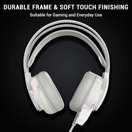 Ant Esports H525 Pro RGB Gaming Headset Gaming Over Ear Wired Headphones with Mic| 2 * 3.5MM Jack + USB for RGB Light |50 MM Drivers | Compatible with PC/ PS4/Xbox One/Nintendo/Mobile_White - Unboxify