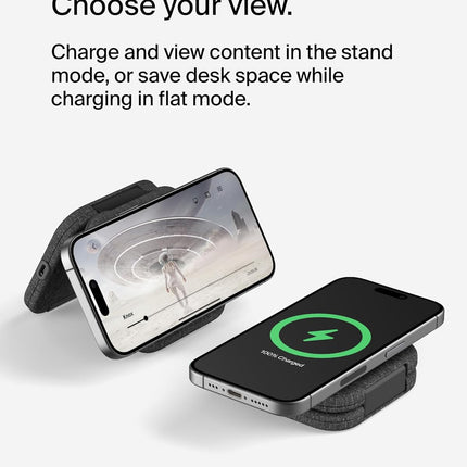 Belkin Magsafe Charger Compatible 2-in-1 Magnetic Charging Travel Pad 15W-Boostcharge Pro Foldable Qi2-Certified Wireless Charger,Magsafe-Compatible Charger for iPhone 15,Apple Watch 9,Airpods,Black