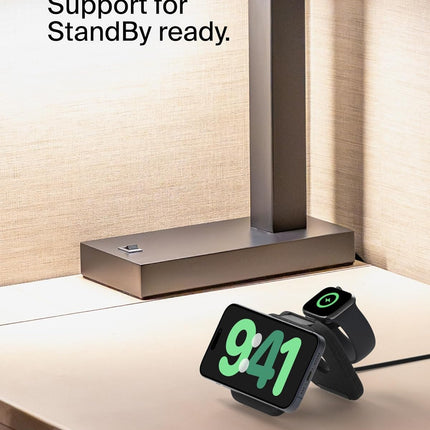 Belkin Magsafe Charger Compatible 2-in-1 Magnetic Charging Travel Pad 15W-Boostcharge Pro Foldable Qi2-Certified Wireless Charger,Magsafe-Compatible Charger for iPhone 15,Apple Watch 9,Airpods,Black