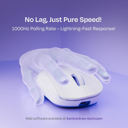 Kreo Anzu 52g Ultralight Ergonomic Wireless Gaming Mouse for PC, Rechargeable Mouse Wireless with 50+Hours Battery Life, High End 80M Huano Switches, 12000DPI - Unboxify
