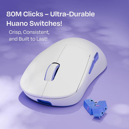 Kreo Anzu 52g Ultralight Ergonomic Wireless Gaming Mouse for PC, Rechargeable Mouse Wireless with 50+Hours Battery Life, High End 80M Huano Switches, 12000DPI - Unboxify
