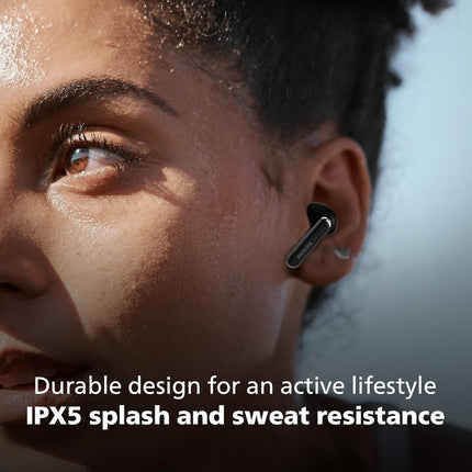 Philips TAT1150BK/94 Premium Wireless Earbuds with ANC, Quad Mic ENC, Up to 55 Hr Playtime,13mm Neodymium Drivers,Multipoint, ergonomically Designed,IPX5 Water Resistance,Fast Charging - Unboxify