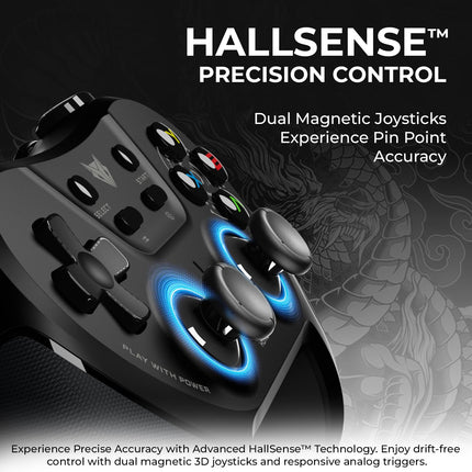 EvoFox One S Universal 3-Mode Wireless Gaming Controller, HallSense™ Precision Joysticks, Bluetooth 5.0, 2.4GHz, Fast Type-C Charging for PC, Mobile, Android TV, PS4 & Console Gaming