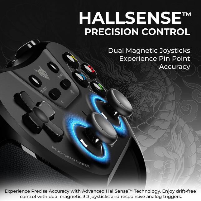 EvoFox One S Universal 3-Mode Wireless Gaming Controller, HallSense™ Precision Joysticks, Bluetooth 5.0, 2.4GHz, Fast Type-C Charging for PC, Mobile, Android TV, PS4 & Console Gaming
