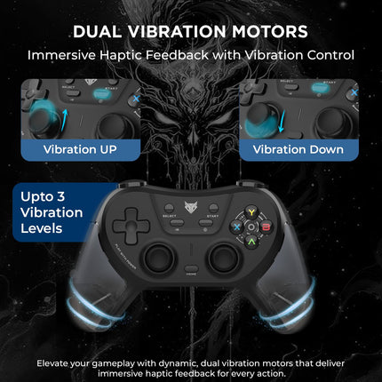 EvoFox One S Universal 3-Mode Wireless Gaming Controller, HallSense™ Precision Joysticks, Bluetooth 5.0, 2.4GHz, Fast Type-C Charging for PC, Mobile, Android TV, PS4 & Console Gaming