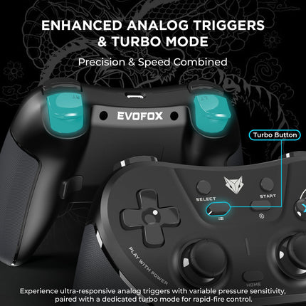 EvoFox One S Universal 3-Mode Wireless Gaming Controller, HallSense™ Precision Joysticks, Bluetooth 5.0, 2.4GHz, Fast Type-C Charging for PC, Mobile, Android TV, PS4 & Console Gaming