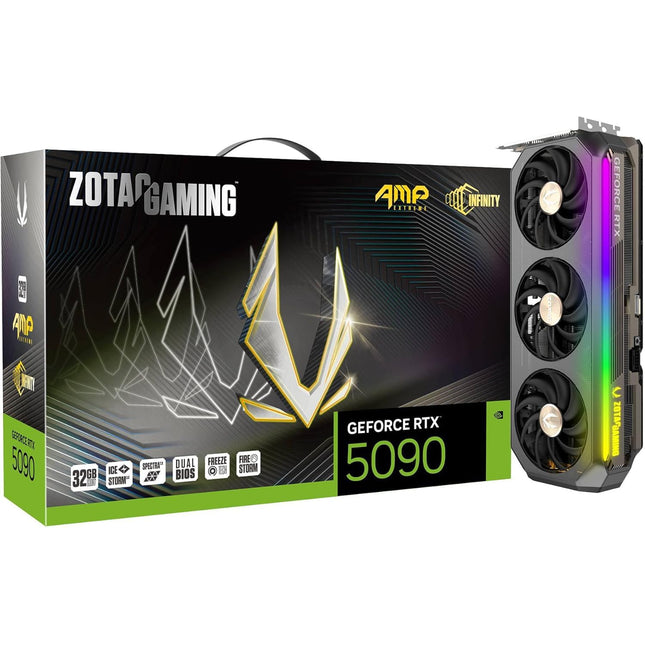 ZOTAC Gaming GeForce RTX 5090 AMP Extreme Infinity Graphics Card - Black | 32GB | DLSS 4 | GDDR7 | 512 bit | IceStorm 3.0 Advanced Cooling | Triple Fan | ARGB Lighting | 34% Larger Vapor Chamber (BRAND NEW/SEALED)