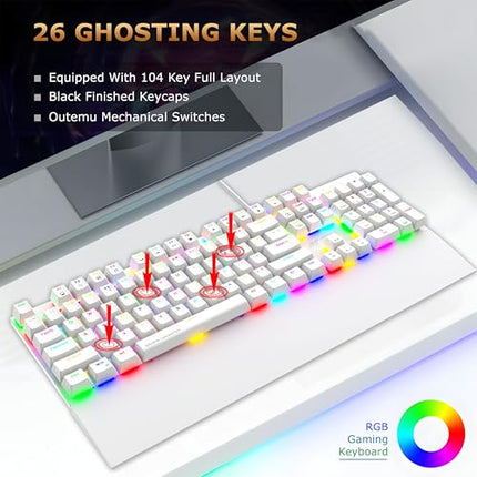 Ant Esports MK4100 RGB Mechanical Gaming Keyboard, Outemu Brown Switches Tactile & Clicky – Chroma RGB – Magnetic Wrist Rest – Double Shot ABS Keycaps, Hot Swappable Switches – Mercury - Unboxify