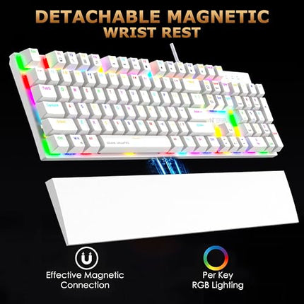 Ant Esports MK4100 RGB Mechanical Gaming Keyboard, Outemu Brown Switches Tactile & Clicky – Chroma RGB – Magnetic Wrist Rest – Double Shot ABS Keycaps, Hot Swappable Switches – Mercury - Unboxify