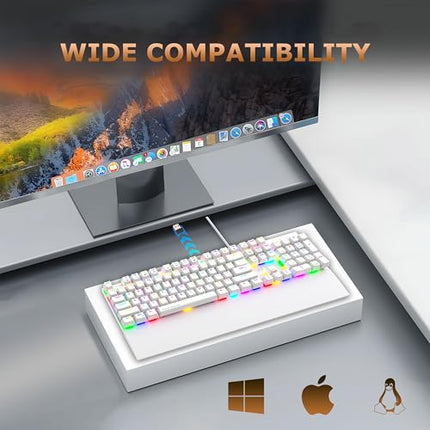 Ant Esports MK4100 RGB Mechanical Gaming Keyboard, Outemu Brown Switches Tactile & Clicky – Chroma RGB – Magnetic Wrist Rest – Double Shot ABS Keycaps, Hot Swappable Switches – Mercury - Unboxify