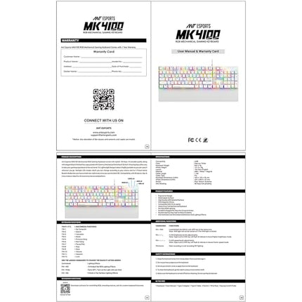 Ant Esports MK4100 RGB Mechanical Gaming Keyboard, Outemu Brown Switches Tactile & Clicky – Chroma RGB – Magnetic Wrist Rest – Double Shot ABS Keycaps, Hot Swappable Switches – Mercury - Unboxify