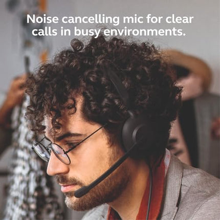 Jabra Evolve 10, On Ear Noise Cancellation Mic with Fully Adjustable Boom Arm and USB-A Connectivity Stereo Headset, Black - Unboxify