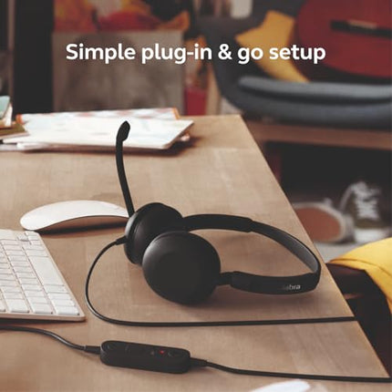 Jabra Evolve 10, On Ear Noise Cancellation Mic with Fully Adjustable Boom Arm and USB-A Connectivity Stereo Headset, Black - Unboxify
