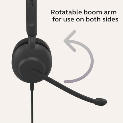 Jabra Evolve 10, On Ear Noise Cancellation Mic with Fully Adjustable Boom Arm and USB-A Connectivity Stereo Headset, Black - Unboxify