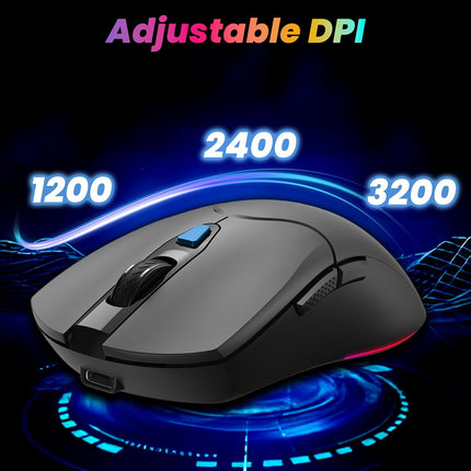 Ant Esports KM500 Pro Wireless Gaming Keyboard and Mouse Combo, LED Backlit Rechargeable 2000mAh Battery, Mechanical Feel Anti-ghosting Keyboard + 6D 3200DPI Mice for PC Gamer (Black)