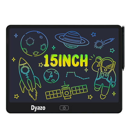 Dyazo 15 Inch Writing Tablet Pad | LCD Re-Writable Colorful Screen Pad with Stylus | Digital Graphic Slate for Kids & Students, Drawing, Learning and Office Notes (Black) - Unboxify