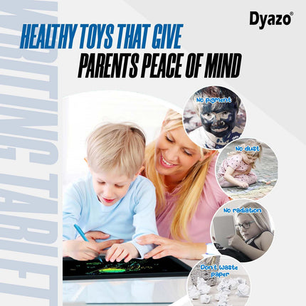 Dyazo 15 Inch Writing Tablet Pad | LCD Re-Writable Colorful Screen Pad with Stylus | Digital Graphic Slate for Kids & Students, Drawing, Learning and Office Notes (Black) - Unboxify