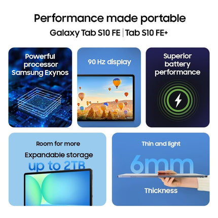 Samsung Galaxy Tab S10 FE, S Pen in-Box, 27.7 cm (10.9 inch) LCD Display, 12 GB RAM, 256 GB Storage, Wi-Fi + 5G Tablet, Gray