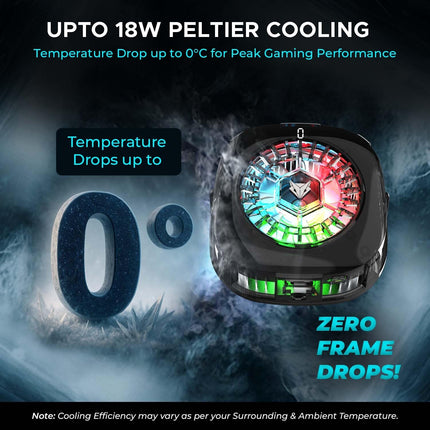 EvoFox Hailstone 2 18W Phone Cooler for Gaming, 2 in 1 [MagSafe+Clamp] Mounting | Instant Cooling, Semiconductor Tech Enhanced Refrigeration Chip Reaches 0°C|7-Blade 6000 RPM | RGB | Type-C & Display