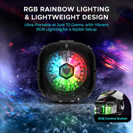 EvoFox Hailstone 2 18W Phone Cooler for Gaming, 2 in 1 [MagSafe+Clamp] Mounting | Instant Cooling, Semiconductor Tech Enhanced Refrigeration Chip Reaches 0°C|7-Blade 6000 RPM | RGB | Type-C & Display