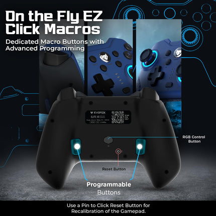 EvoFox Elite X2 Wireless Gaming Controller For PC with 1000Hz Polling Rate, Dual-Mode (2.4G & Type C), Hallsense™ Magnetic Hall 3D Joysticks & Triggers, EZ Click Macros, Dual Vibration Motors