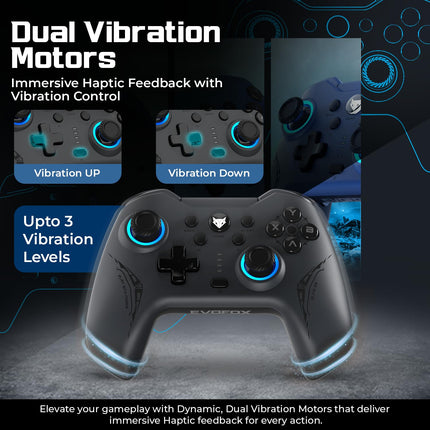 EvoFox Elite X2 Wireless Gaming Controller For PC with 1000Hz Polling Rate, Dual-Mode (2.4G & Type C), Hallsense™ Magnetic Hall 3D Joysticks & Triggers, EZ Click Macros, Dual Vibration Motors