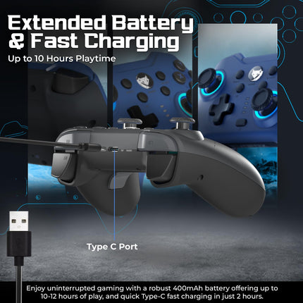 EvoFox Elite X2 Wireless Gaming Controller For PC with 1000Hz Polling Rate, Dual-Mode (2.4G & Type C), Hallsense™ Magnetic Hall 3D Joysticks & Triggers, EZ Click Macros, Dual Vibration Motors