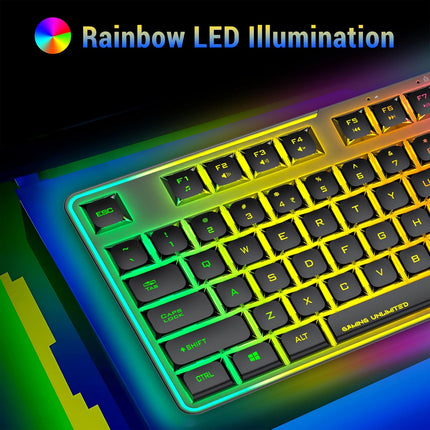 Ant Esports KM730 Pro Gaming Wireless TKL Keyboard Mouse Combo Rechargeable RGB Backlit Tenkeyless Compact 87 Keys 6 Button for Computer Laptop PS4 PS5 - XP/7/8/10 iMac MacBook Xbox one X – Black