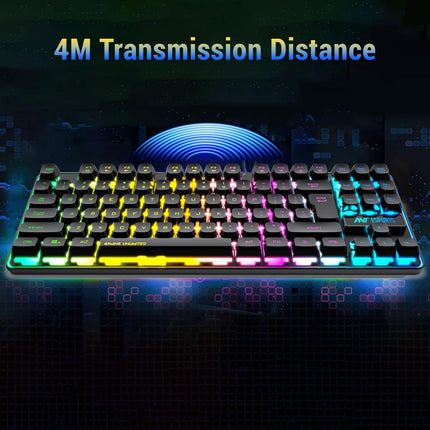 Ant Esports KM730 Pro Gaming Wireless TKL Keyboard Mouse Combo Rechargeable RGB Backlit Tenkeyless Compact 87 Keys 6 Button for Computer Laptop PS4 PS5 - XP/7/8/10 iMac MacBook Xbox one X – Black