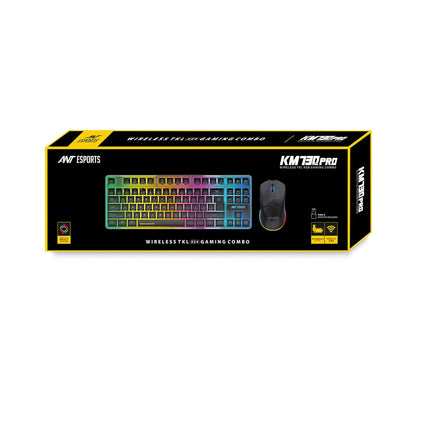Ant Esports KM730 Pro Gaming Wireless TKL Keyboard Mouse Combo Rechargeable RGB Backlit Tenkeyless Compact 87 Keys 6 Button for Computer Laptop PS4 PS5 - XP/7/8/10 iMac MacBook Xbox one X – Black