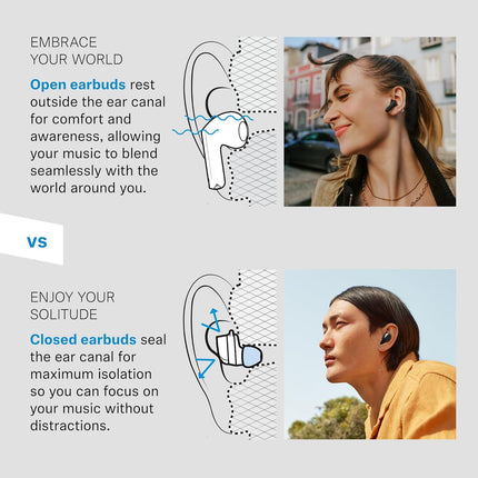 Sennheiser ACCENTUM Open True Wireless Earbuds-Smart Touch Controls, Lightweight & Breathable Design, Upto 28H Battery, Quick Charging, IPX4 Splash Resistance-Black - Unboxify