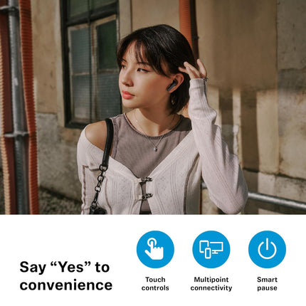 Sennheiser ACCENTUM Open True Wireless Earbuds-Smart Touch Controls, Lightweight & Breathable Design, Upto 28H Battery, Quick Charging, IPX4 Splash Resistance-Black - Unboxify