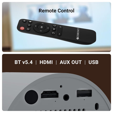 Zebronics PixaPlay® 73 Android Smart Projector, 720p Native, Support 4K, OTT Apps (Netflix, PrimeVideo, Hotstar), 200° Rotatable, 3300 Lumens, Auto Keystone, Miracast, 3W Speaker, 130" Screen, WiFi|BT - Unboxify