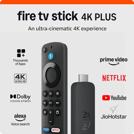 Amazon Fire TV Stick 4K Plus (newest model), Alexa Voice Search, Cinematic 4K streaming with HDR10+, Wi-Fi 6, Dolby Vision/Atmos