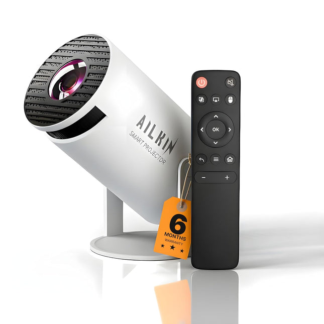 AILKIN Portable Mini Projector–4K 1080P 30fps Full HD,180° Rotatable WiFi Projector, Bluetooth 5.0,Android 11,Dual Band 2.4G/5G,Home Theater & Outdoor Use,Compatible with TV Stick/Windows/iOS/Android - Unboxify