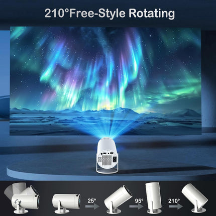 AILKIN Portable Mini Projector–4K 1080P 30fps Full HD,180° Rotatable WiFi Projector, Bluetooth 5.0,Android 11,Dual Band 2.4G/5G,Home Theater & Outdoor Use,Compatible with TV Stick/Windows/iOS/Android - Unboxify