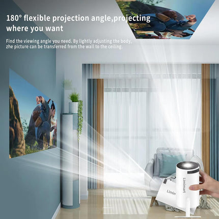 AILKIN Portable Mini Projector–4K 1080P 30fps Full HD,180° Rotatable WiFi Projector, Bluetooth 5.0,Android 11,Dual Band 2.4G/5G,Home Theater & Outdoor Use,Compatible with TV Stick/Windows/iOS/Android - Unboxify