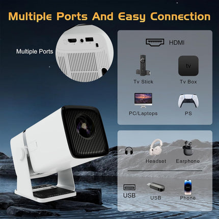 WZATCO Yuva Go Plus, Full HD 1080p Native, Android 13.0 Smart Home Projector 4k Ultra HD, Rotatable Design, Auto & 4D Keystone with Netflix, Prime etc, WiFi 6 & BT, Screen Mirroring, ARC, White - Unboxify
