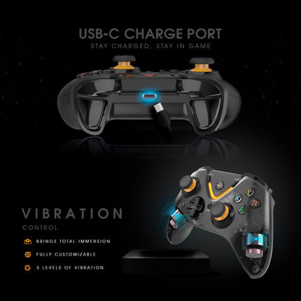 Cosmic Byte Ares Tri-Mode Wireless, Bluetooth, Wired Controller for PC – 2.4GHz, Bluetooth, USB-C Wired, Hall Effect Joysticks, Hall Effect Triggers, Turbo, Auto Turbo,Dual Vibration with levels - Unboxify