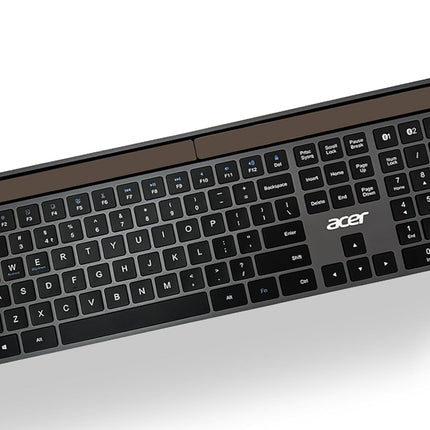 Acer Solaris Solar Powered Bluetooth Keyboard, 109-Key Wireless Keyboard with Super-Capacitor, Multi-Device BT 5.0, Type-C Emergency Charging, 10m Range, for Windows, Mac, Android, Space Grey - Unboxify