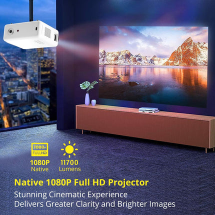 WZATCO Yuva Plus Native 1080P Full HD Projector with 4K Support, 11700 Lumens (Best in Segment), 250" Screen | 5 Watt HiFi Speaker, Bluetooth 5.1 | Slide Lens Door - Unboxify