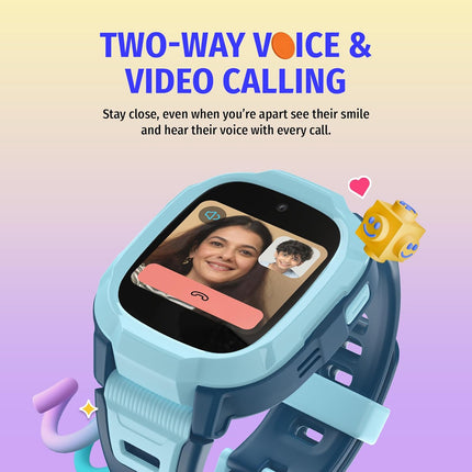 Noise Junior Explorer 2 Smart Watch for Kids with 4G SIM Compatible, 2-Way Video & Voice Calling, Geofencing, Real Time Location Monitoring via Google Maps, IP68, SOS Emergency Alerts (Frost Pop) - Unboxify