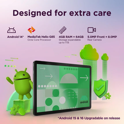 Lenovo Tab | 10.1" Display | Wi-Fi Only | 4 GB RAM + 64 GB ROM (Expandable up to 1 TB) | Metal Body | Dual Speakers with Dolby Atmos | Android 14 | Color: Luna Grey