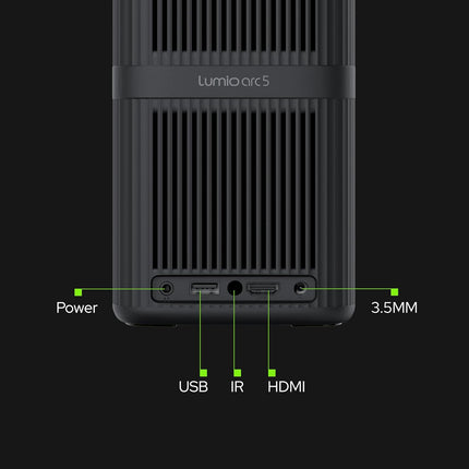 Lumio Arc 5 Projector | Official Google TV & Netflix | 1080p Full HD | 4K Downscaling via HDMI | 200 ANSI Lumens | 100" Screen | Auto Keystone, Obstacle Avoidance | Dolby Audio | Bluetooth Speaker - Unboxify