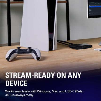 Elgato 4K S – External Capture Card for PS5, Xbox Series X/S, Switch 2, PC, Mac, iPad | 4K60, 1440p120, or 1080p240 Passthrough and Capture, HDR10, VRR, USB-C, Near-Zero Latency