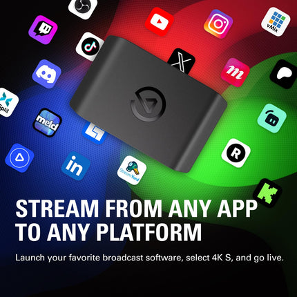 Elgato 4K S – External Capture Card for PS5, Xbox Series X/S, Switch 2, PC, Mac, iPad | 4K60, 1440p120, or 1080p240 Passthrough and Capture, HDR10, VRR, USB-C, Near-Zero Latency