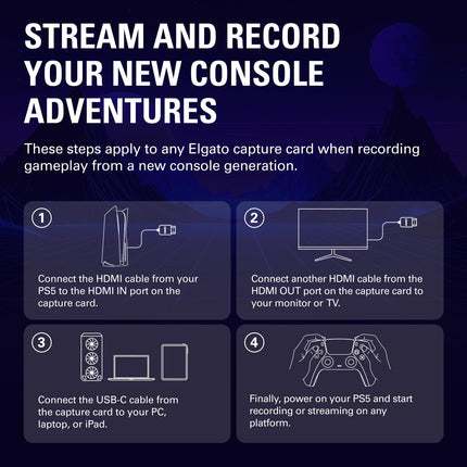 Elgato 4K S – External Capture Card for PS5, Xbox Series X/S, Switch 2, PC, Mac, iPad | 4K60, 1440p120, or 1080p240 Passthrough and Capture, HDR10, VRR, USB-C, Near-Zero Latency