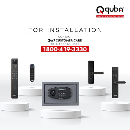 Quba QUANTRA Award-Winning Digital Lock | 5-Way Access Push-Pull Smart Lock | Black | WiFi & Fire Safety with Red Dot Design | Video Call & Emergency Exit