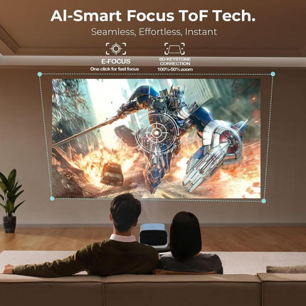 Maizic Smarthome CineCast Pro Smart LED Projector, 18000 Lumens, 4K Support, 170 Inches Screen Size, Auto [Focus | Keystone], BT v5.2, HDMI, USB, RJ45, WiFi, 1080p Native, APP Support, Miracast - Unboxify